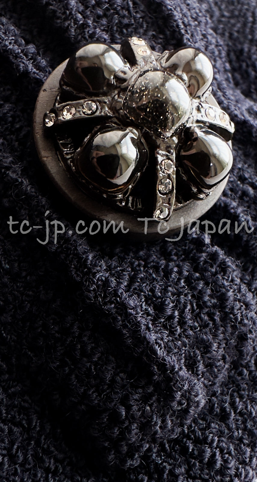 CHANEL 12A Dark Navy Gripoix Wool Dress Jessica Biel 36 シャネル ダークネイビー グリポワ装飾 ウール ワンピース 即発