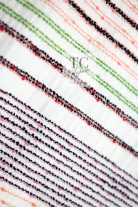 CHANEL 07S Multicolor Border CC Chain Charm Cotton Wool Dress 34 36 40 シャネル マルチカラー CC チェーン チャーム ボーダー コットン ウール ワンピース 即発