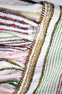 CHANEL 07S Multicolor Border CC Chain Charm Cotton Wool Dress 34 36 40 シャネル マルチカラー CC チェーン チャーム ボーダー コットン ウール ワンピース 即発