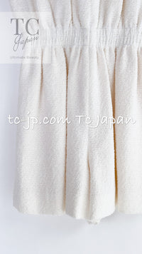 CHANEL 15C White Ivory Gripoix Buttons Bow Romper Jumpsuit 36 38 シャネル ホワイト アイボリー グリポワ 宝石 ボタン リボン ロンパース ジャンプ スーツ 即発
