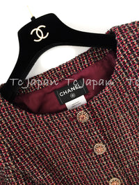 CHANEL 12PF Burgundy Wine Gripox Buttons Dress 36 シャネル バーガンディー・ワインレッド ・グリポワ宝石ボタン・ワンピース 即発
