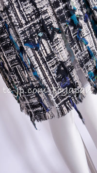 CHANEL 07C Black Blue Graffiti Tweed Dress 34 36 38 シャネル ブラック ブルー グラフィティ ツイード ワンピース 即発