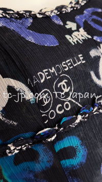 CHANEL 07C Black Blue Graffiti Tweed Dress 34 36 38 シャネル ブラック ブルー グラフィティ ツイード ワンピース 即発