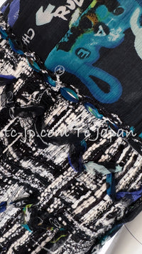 CHANEL 07C Black Blue Graffiti Tweed Dress 34 36 38 シャネル ブラック ブルー グラフィティ ツイード ワンピース 即発