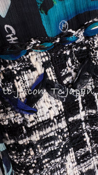 CHANEL 07C Black Blue Graffiti Tweed Dress 34 36 38 シャネル ブラック ブルー グラフィティ ツイード ワンピース 即発