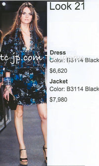 CHANEL 07C Black Blue Graffiti Tweed Dress 34 36 38 シャネル ブラック ブルー グラフィティ ツイード ワンピース 即発