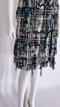 CHANEL 07C Black Blue Graffiti Tweed Dress 34 36 38 シャネル ブラック ブルー グラフィティ ツイード ワンピース 即発