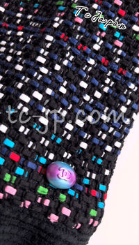 CHANEL 17PS Black Navy Multicolor Cotton Dress 34 シャネル ブラック ネイビー マルチカラー コットン ワンピース キャサリン妃 即発