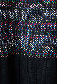 CHANEL 17PS Black Navy Multicolor Cotton Dress 34 シャネル ブラック ネイビー マルチカラー コットン ワンピース キャサリン妃 即発