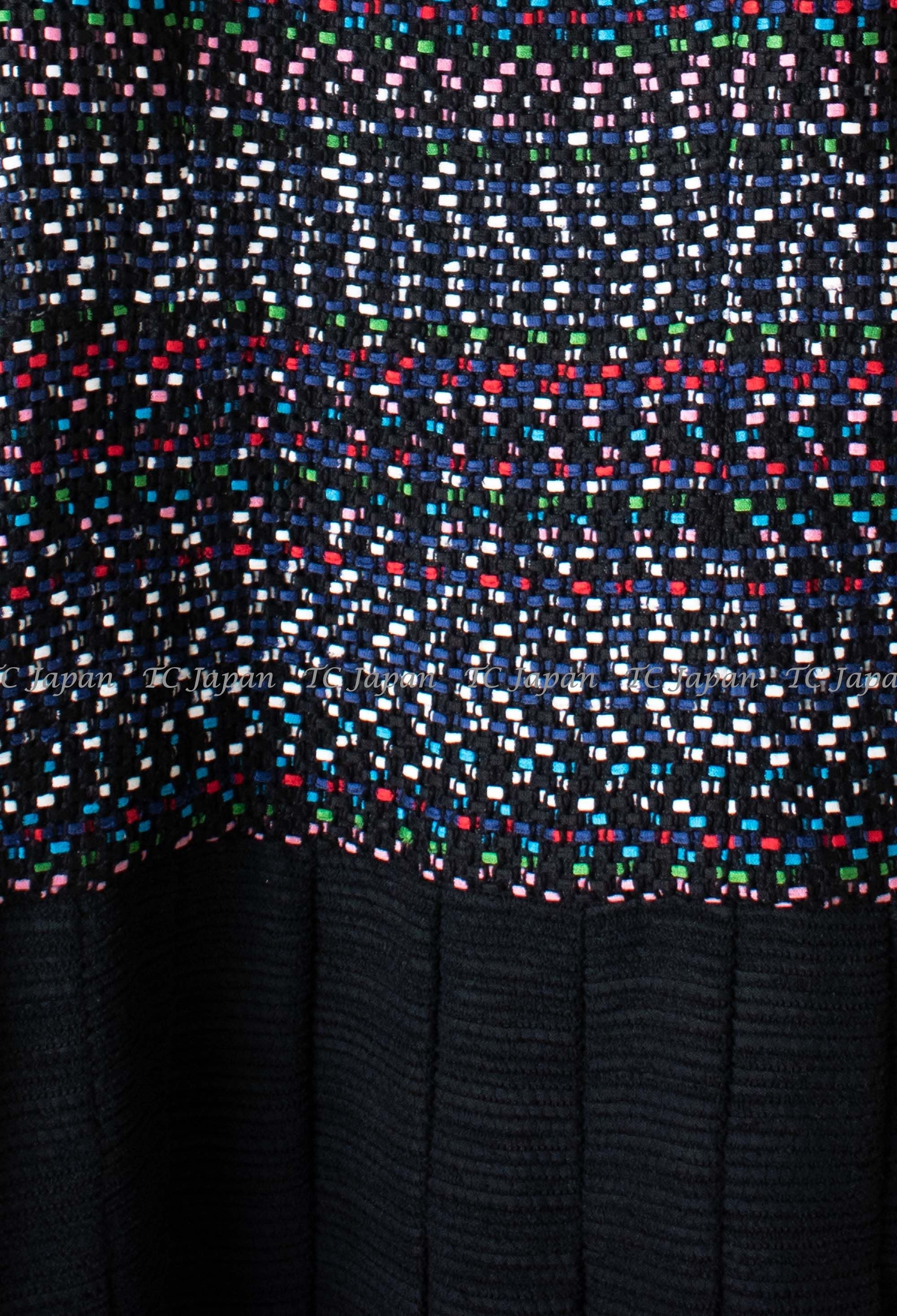 CHANEL 17PS Black Navy Multicolor Cotton Dress 34 シャネル ブラック ネイビー マルチカラー コットン ワンピース キャサリン妃 即発
