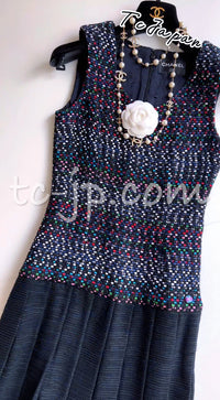 CHANEL 17PS Black Navy Multicolor Cotton Dress 34 シャネル ブラック ネイビー マルチカラー コットン ワンピース キャサリン妃 即発