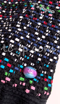 CHANEL 17PS Black Navy Multicolor Cotton Dress 34 シャネル ブラック ネイビー マルチカラー コットン ワンピース キャサリン妃 即発