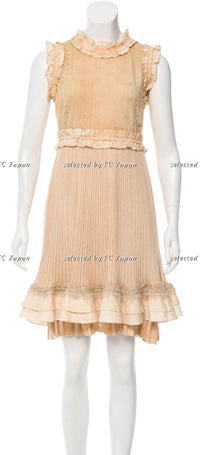 CHANEL 10S Nude Tan Beige Fringe Knit Dress 38 シャネル ベージュ グラデュエーション フリンジ ニット ワンピース 即発