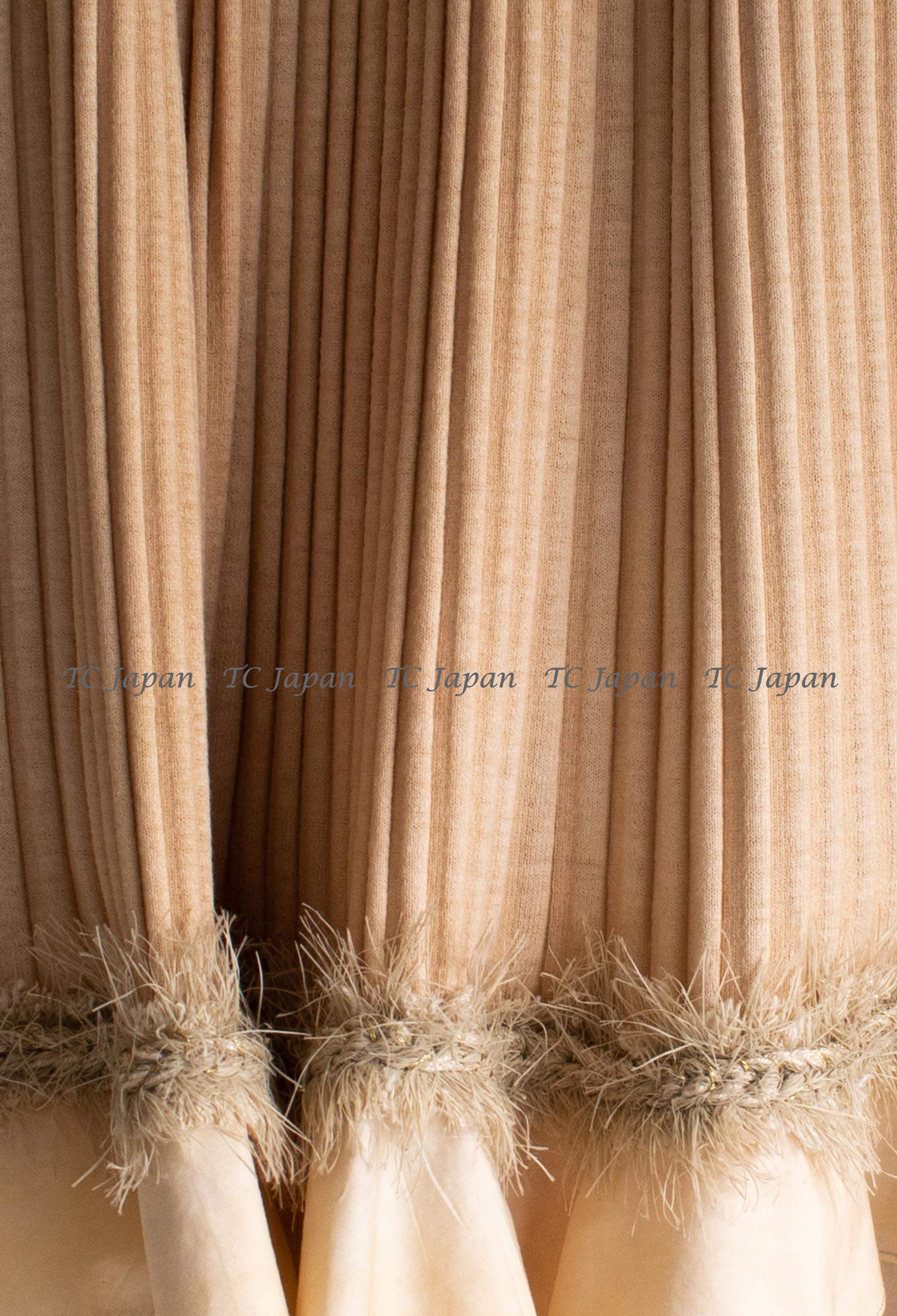 CHANEL 10S Nude Tan Beige Fringe Knit Dress 38 シャネル ベージュ グラデュエーション フリンジ ニット ワンピース 即発