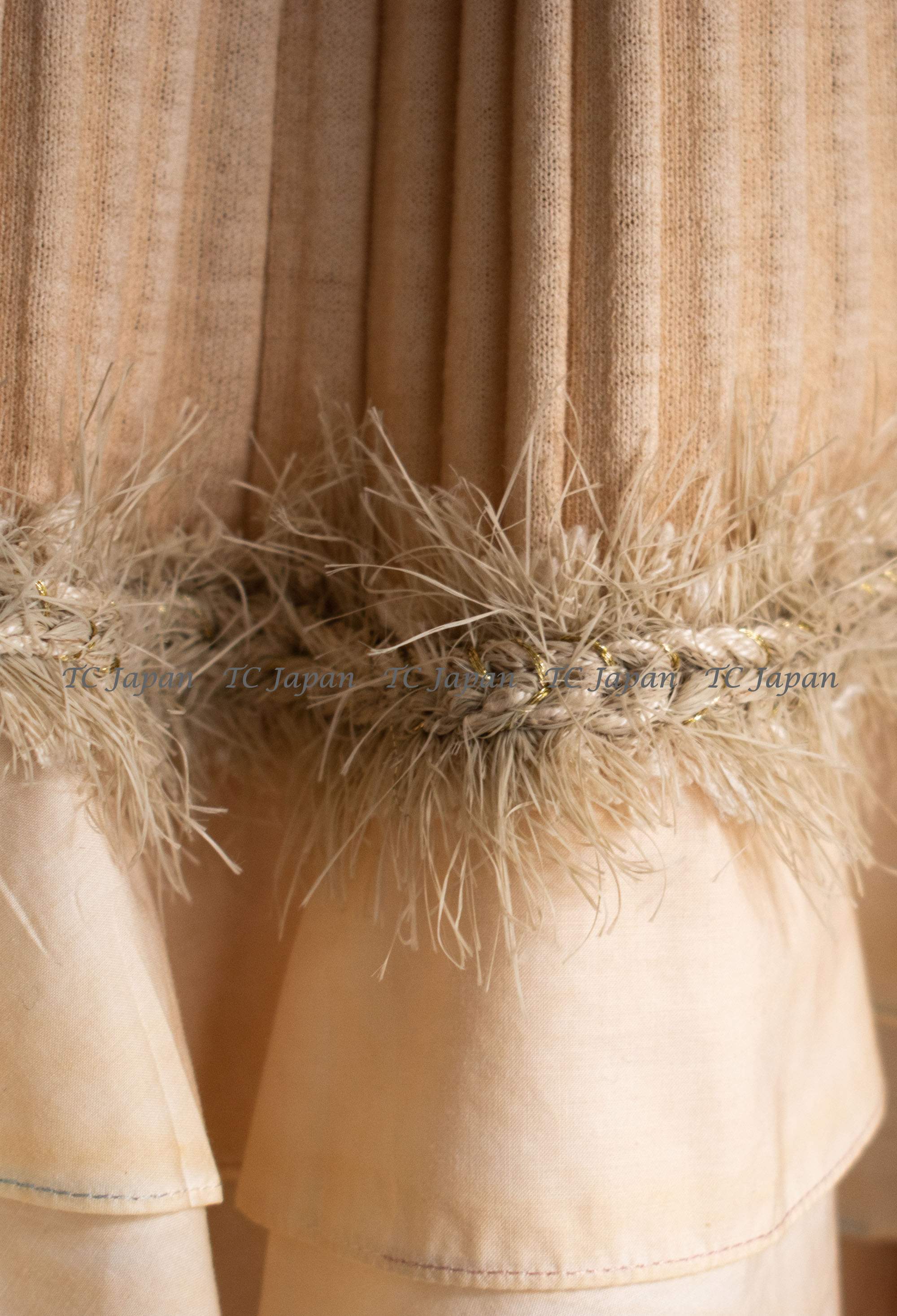 CHANEL 10S Nude Tan Beige Fringe Knit Dress 38 シャネル ベージュ グラデュエーション フリンジ ニット ワンピース 即発