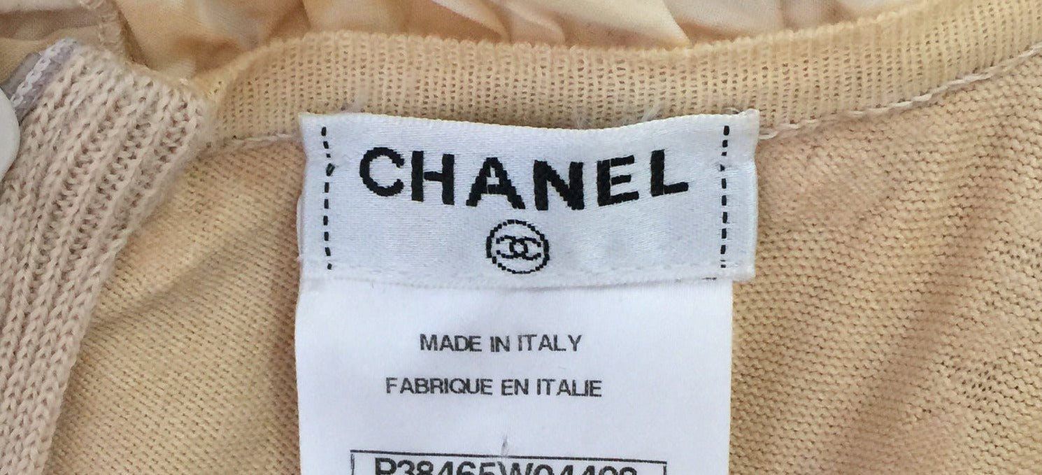 CHANEL 10S Nude Tan Beige Fringe Knit Dress 38 シャネル ベージュ グラデュエーション フリンジ ニット ワンピース 即発