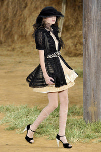 CHANEL 10S Nude Tan Beige Fringe Knit Dress 38 シャネル ベージュ グラデュエーション フリンジ ニット ワンピース 即発
