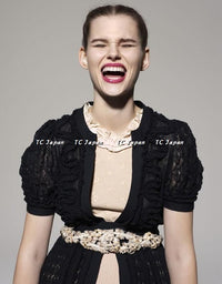 CHANEL 10S Nude Tan Beige Fringe Knit Dress 38 シャネル ベージュ グラデュエーション フリンジ ニット ワンピース 即発