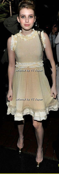 CHANEL 10S Nude Tan Beige Fringe Knit Dress 38 シャネル ベージュ グラデュエーション フリンジ ニット ワンピース 即発