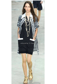 CHANEL 15S Black White Stripe Cotton Dress 34 シャネル ブラック ホワイト ストライプ コットン ワンピース 即発
