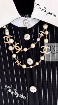 CHANEL 15S Black White Stripe Cotton Dress 34 シャネル ブラック ホワイト ストライプ コットン ワンピース 即発