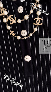 CHANEL 15S Black White Stripe Cotton Dress 34 シャネル ブラック ホワイト ストライプ コットン ワンピース 即発