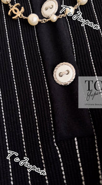 CHANEL 15S Black White Stripe Cotton Dress 34 シャネル ブラック ホワイト ストライプ コットン ワンピース 即発