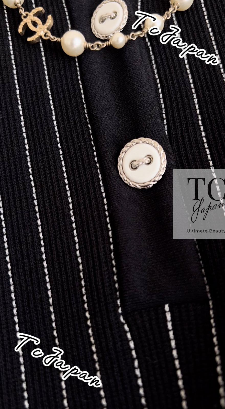 CHANEL 15S Black White Stripe Cotton Dress 34 シャネル ブラック ホワイト ストライプ コットン ワンピース 即発
