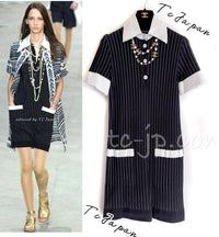 CHANEL 15S Black White Stripe Cotton Dress 34 シャネル ブラック ホワイト ストライプ コットン ワンピース 即発