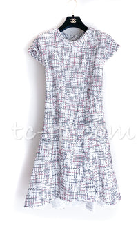 CHANEL 15S White Ivory Multi Tweed Dress 38 シャネル ホワイト アイボリー マルチ ツイード フレア ワンピース 即発