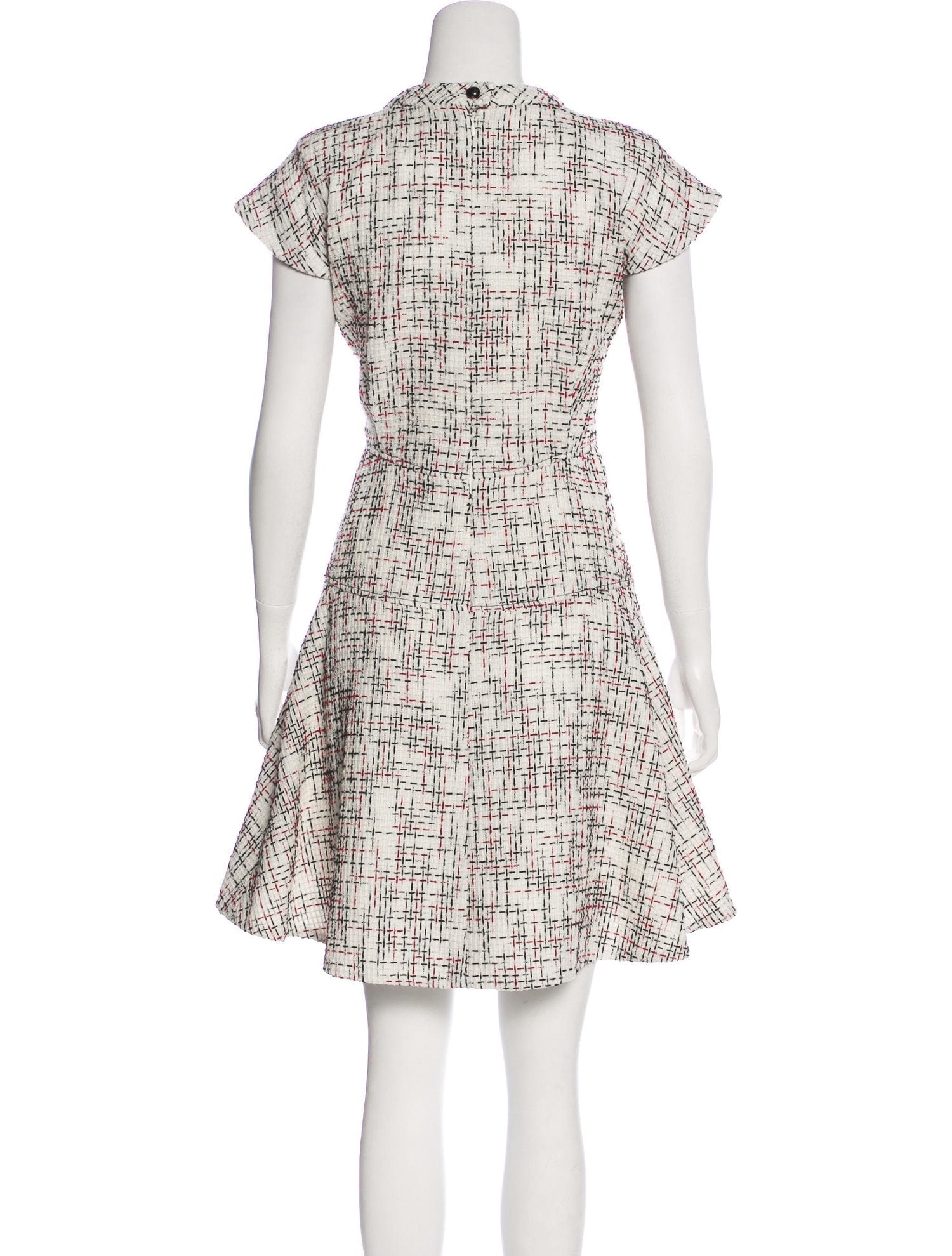 CHANEL 15S White Ivory Multi Tweed Dress 38 シャネル ホワイト アイボリー マルチ ツイード フレア ワンピース 即発