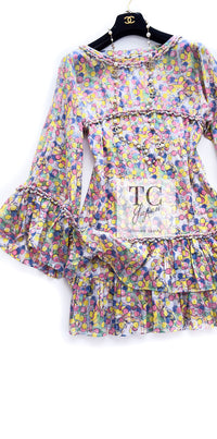 CHANEL 11C Yellow Multi Polka Dot Cotton Tunic Mini Dress 34 シャネル イエロー マルチカラー 水玉 コットン チュニック ミニ ワンピース 即発