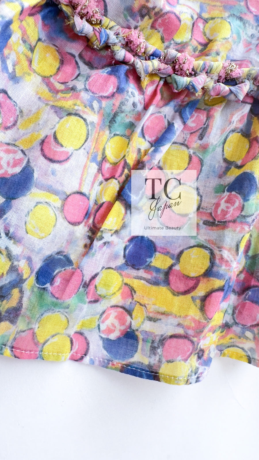 CHANEL 11C Yellow Multi Polka Dot Cotton Tunic Mini Dress 34 シャネル イエロー マルチカラー 水玉 コットン チュニック ミニ ワンピース 即発
