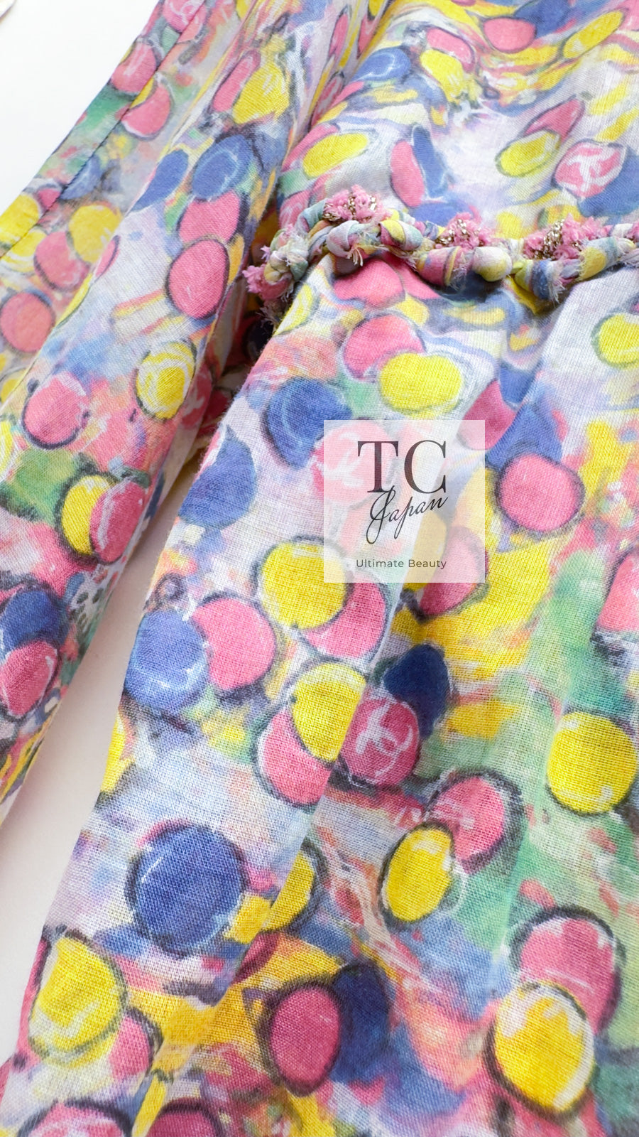 CHANEL 11C Yellow Multi Polka Dot Cotton Tunic Mini Dress 34 シャネル イエロー マルチカラー 水玉 コットン チュニック ミニ ワンピース 即発
