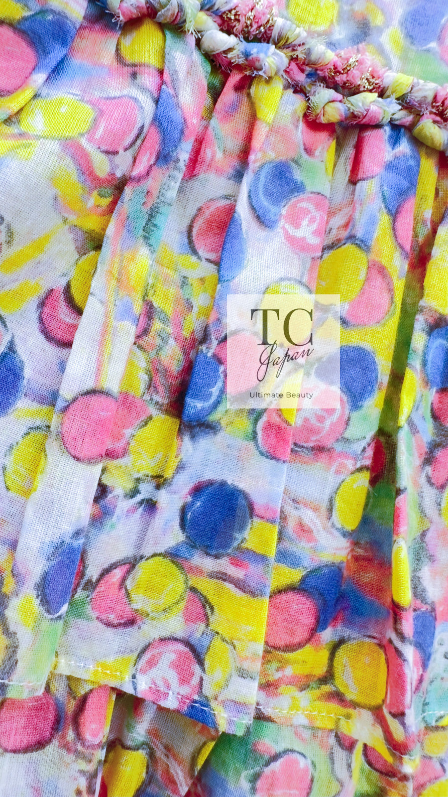CHANEL 11C Yellow Multi Polka Dot Cotton Tunic Mini Dress 34 シャネル イエロー マルチカラー 水玉 コットン チュニック ミニ ワンピース 即発
