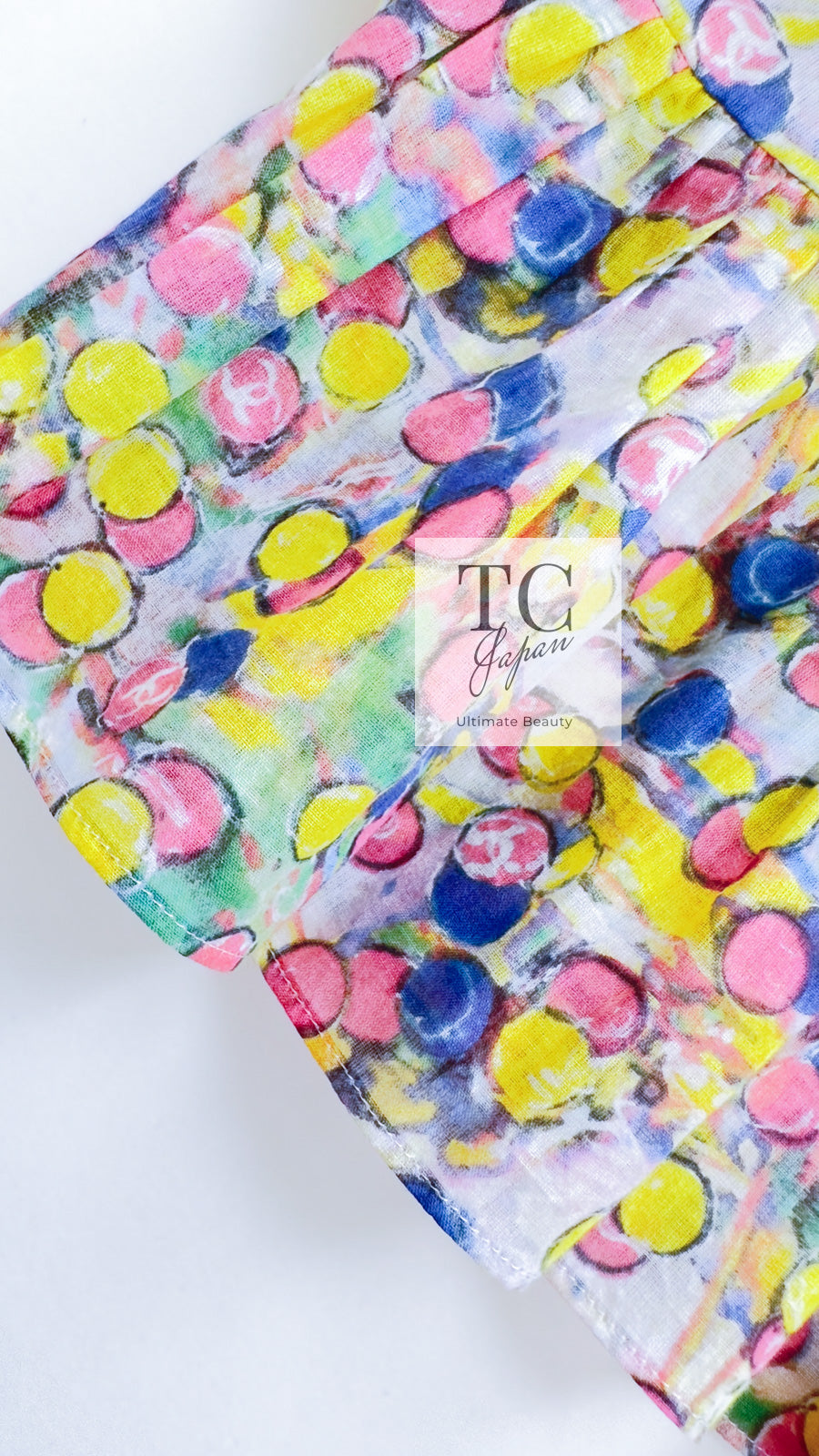 CHANEL 11C Yellow Multi Polka Dot Cotton Tunic Mini Dress 34 シャネル イエロー マルチカラー 水玉 コットン チュニック ミニ ワンピース 即発
