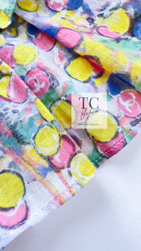 CHANEL 11C Yellow Multi Polka Dot Cotton Tunic Mini Dress 34 シャネル イエロー マルチカラー 水玉 コットン チュニック ミニ ワンピース 即発
