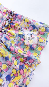 CHANEL 11C Yellow Multi Polka Dot Cotton Tunic Mini Dress 34 シャネル イエロー マルチカラー 水玉 コットン チュニック ミニ ワンピース 即発