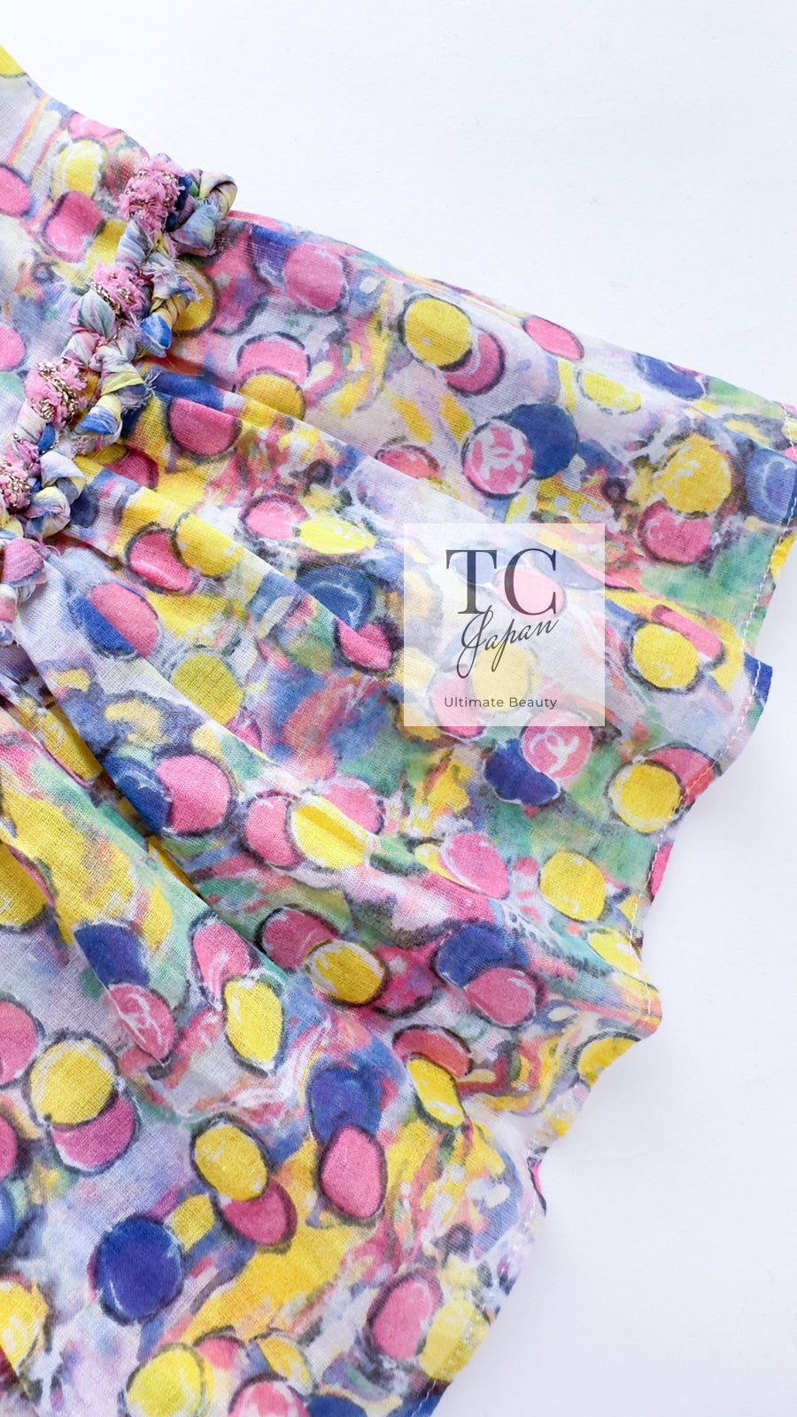 CHANEL 11C Yellow Multi Polka Dot Cotton Tunic Mini Dress 34 シャネル イエロー マルチカラー 水玉 コットン チュニック ミニ ワンピース 即発