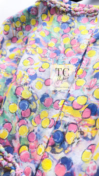 CHANEL 11C Yellow Multi Polka Dot Cotton Tunic Mini Dress 34 シャネル イエロー マルチカラー 水玉 コットン チュニック ミニ ワンピース 即発