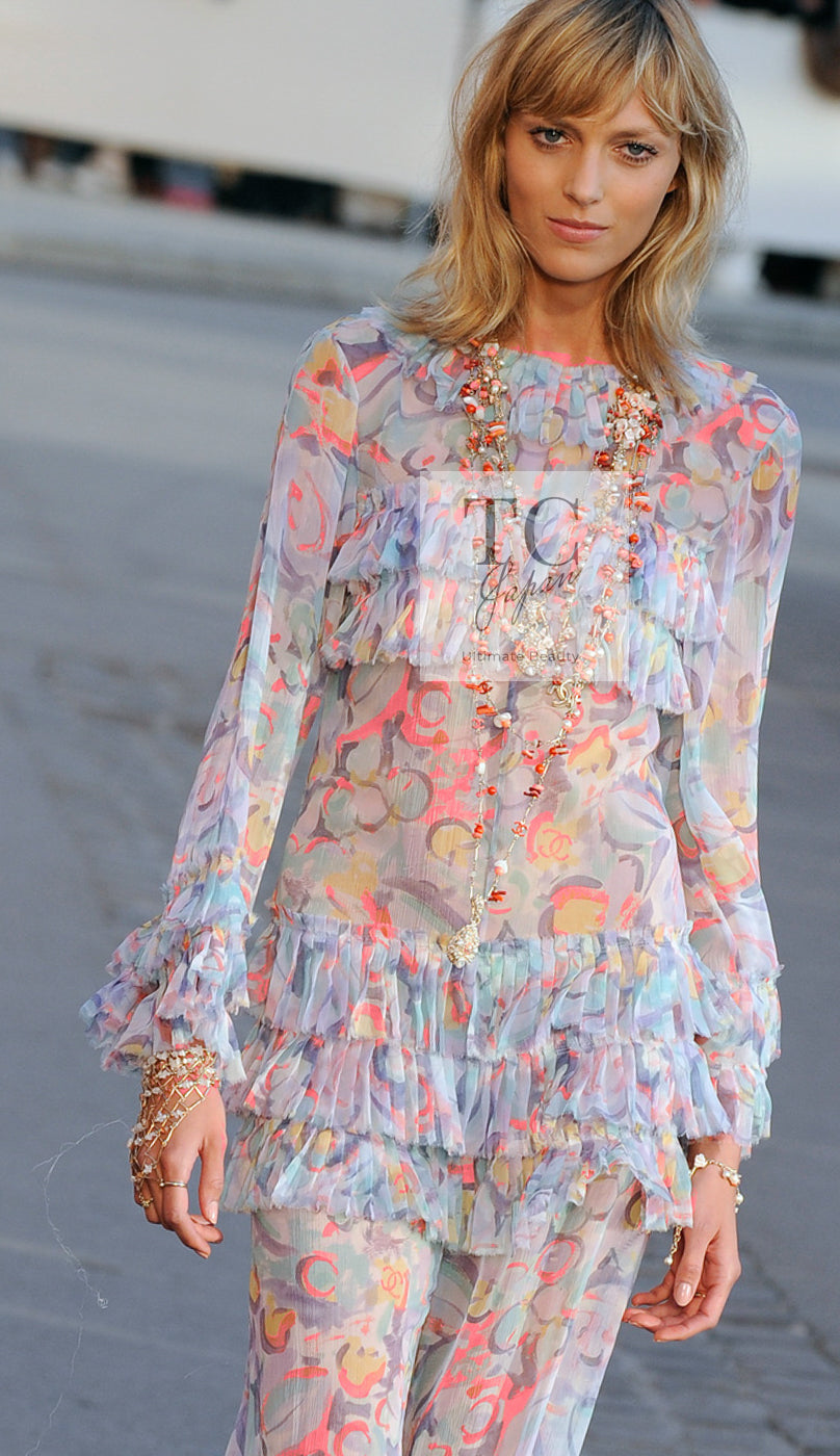 CHANEL 11C Yellow Multi Polka Dot Cotton Tunic Mini Dress 34 シャネル イエロー マルチカラー 水玉 コットン チュニック ミニ ワンピース 即発