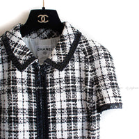 CHANEL 07S Ivory Black Cotton Silk Tweed Dress Alexa Chung 38 シャネル アイボリー ブラック コットン シルク ツイード ワンピース 即発