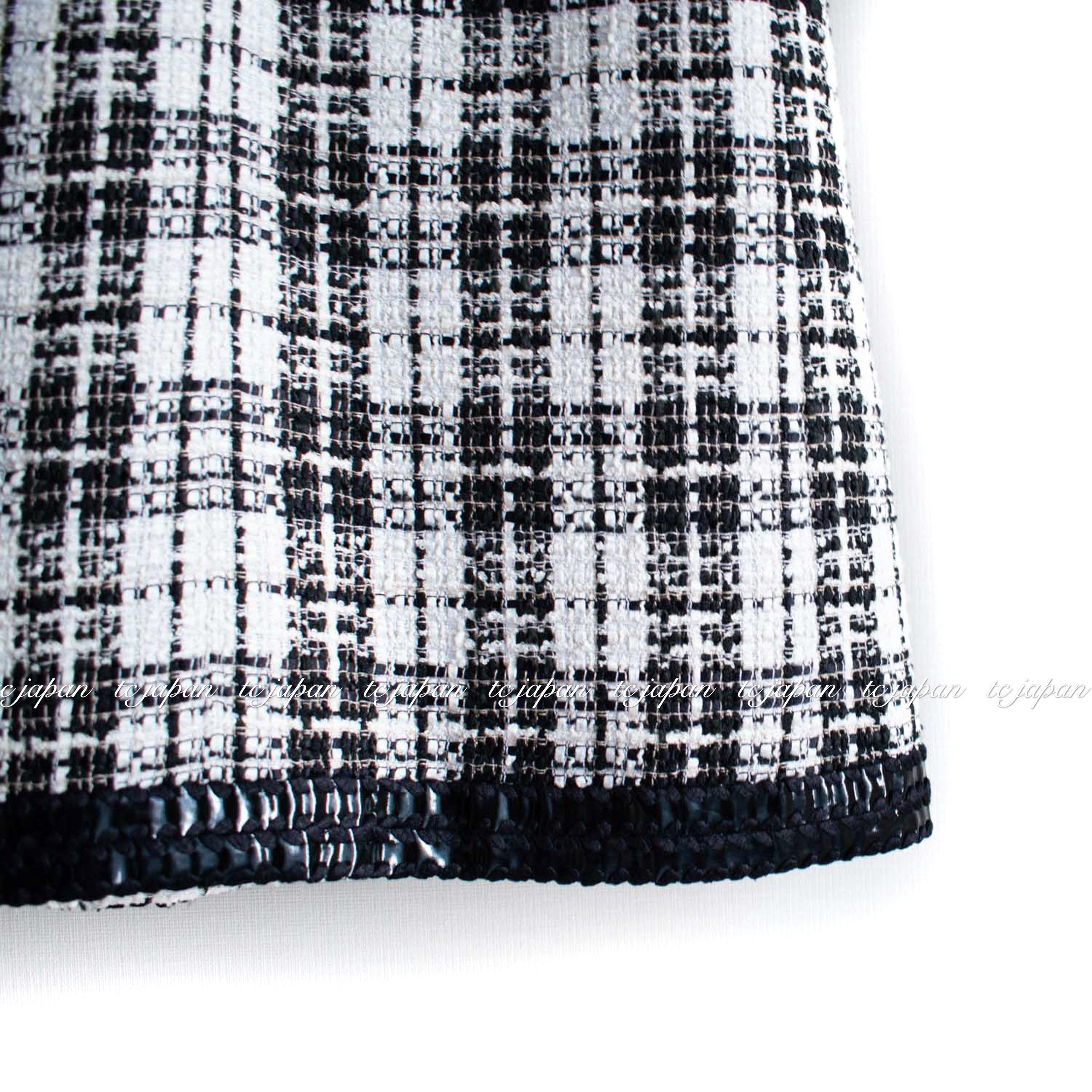 CHANEL 07S Ivory Black Cotton Silk Tweed Dress Alexa Chung 38 シャネル アイボリー ブラック コットン シルク ツイード ワンピース 即発