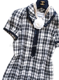 CHANEL 07S Ivory Black Cotton Silk Tweed Dress Alexa Chung 38 シャネル アイボリー ブラック コットン シルク ツイード ワンピース 即発