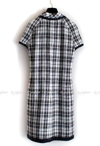 CHANEL 07S Ivory Black Cotton Silk Tweed Dress Alexa Chung 38 シャネル アイボリー ブラック コットン シルク ツイード ワンピース 即発