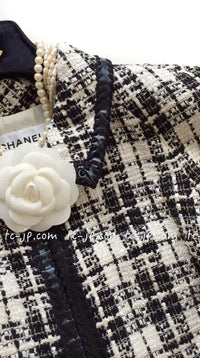 CHANEL 07S Ivory Black Cotton Silk Tweed Dress Alexa Chung 38 シャネル アイボリー ブラック コットン シルク ツイード ワンピース 即発