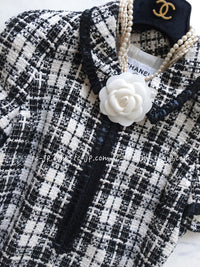 CHANEL 07S Ivory Black Cotton Silk Tweed Dress Alexa Chung 38 シャネル アイボリー ブラック コットン シルク ツイード ワンピース 即発
