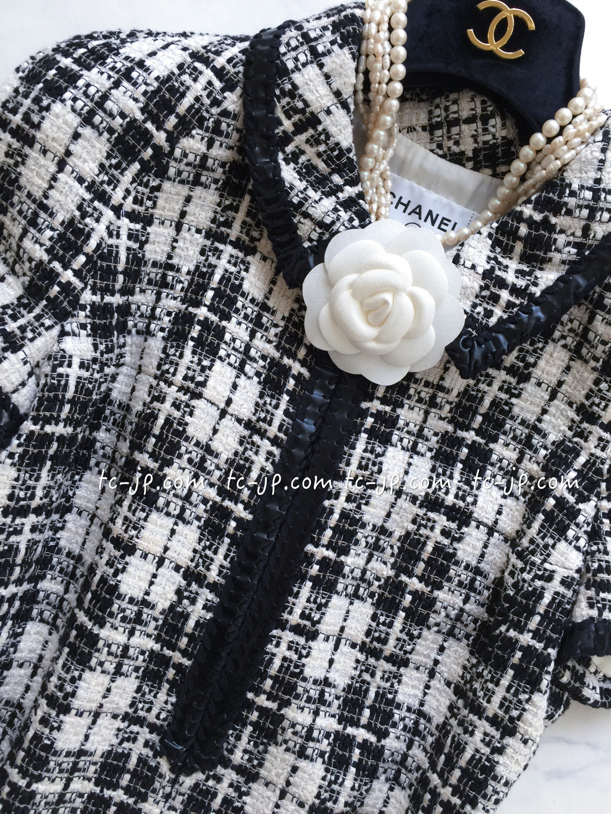 CHANEL 07S Ivory Black Cotton Silk Tweed Dress Alexa Chung 38 シャネル アイボリー ブラック コットン シルク ツイード ワンピース 即発