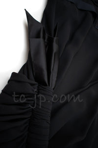 CHANEL 07A Cameron Diaz Ribbon Trim Black Silk Cocktail Dress 34 シャネル キャメロンディアス着 リボン飾り ブラック シルク カクテル ドレス ワンピース 即発