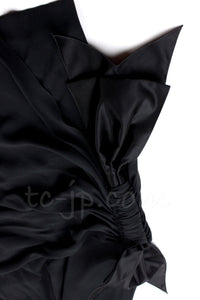 CHANEL 07A Cameron Diaz Ribbon Trim Black Silk Cocktail Dress 34 シャネル キャメロンディアス着 リボン飾り ブラック シルク カクテル ドレス ワンピース 即発